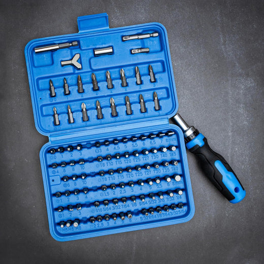 Security Bit Set with Ratcheting Screwdriver, 101-Piece Chrome Vanadium Steel Screwdriver Bit Set with Phillips, Tamper-Proof Torx & Flat Bits, 1/4" Hex Magnetic Bit Holder