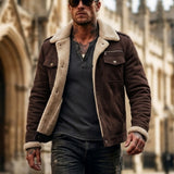 Men's Suede-Style Fleece-Lined Winter Jacket