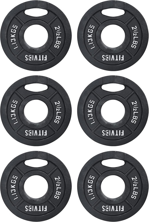 Signature Fitness Cast Iron Plate Weight Plate for Strength Training and Weightlifting, 1-Inch Center (Standard), 2.5LB (Set of 6)