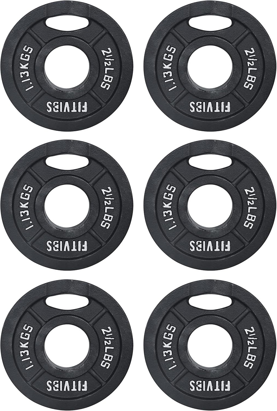 Signature Fitness Cast Iron Plate Weight Plate for Strength Training and Weightlifting, 1-Inch Center (Standard), 2.5LB (Set of 6)