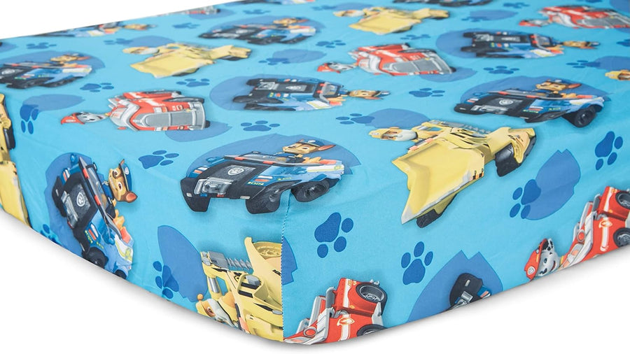 Toddler Bedding Set 4 Piece – Kids Comforter and Sheet Set for Toddler Bed, Blue Cartoon Design