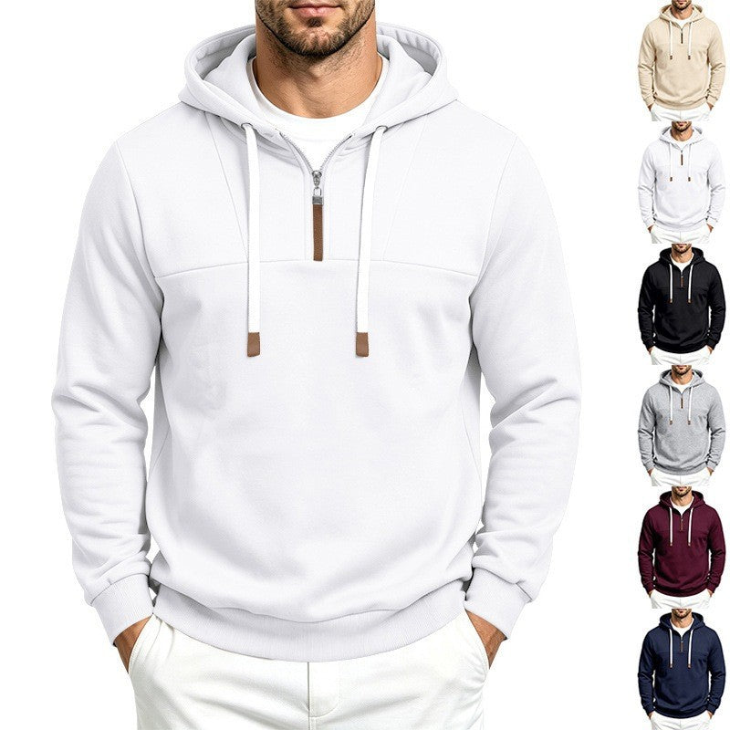 Men's Half-Zip Drawstring Hooded Sweatshirt