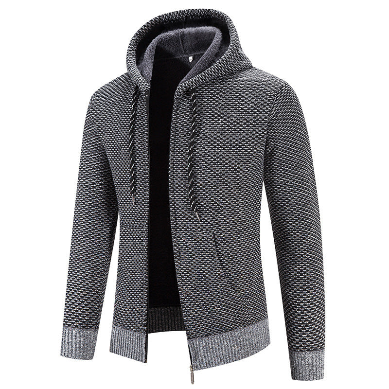 Men's Fleece-Lined Slim-Fit Hooded Cardigan