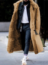 Men's Suede-Style Faux Fur Lined Coat