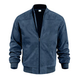 Men's Suede-Style Stand-Collar Zip Jacket