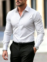 Men's Plus-Size Long-Sleeve Business Shirt
