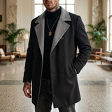 Men's Color-Block Double-Breasted Long Blazer