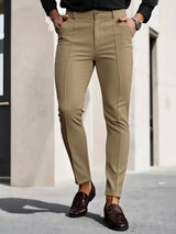 Men's Slim-Fit Stretch Cropped Dress Trousers