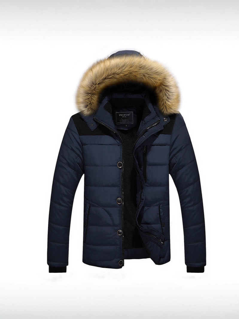 Men's Padded Jacket with Removable Collar