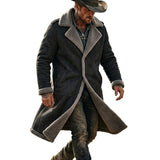 Men's Retro Suede-Style Fleece Trench Coat