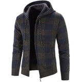 Men's Plaid Fleece-Lined Hooded Cardigan