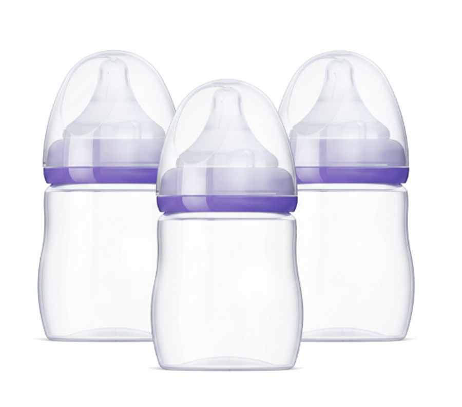 Anti-Colic Baby Bottles for Breastfeeding Babies 5 oz Bottles 3 Count Includes 3 Slow Flow Nipples Size S