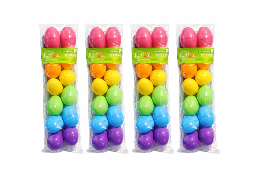 Voice Fillable Easter Eggs – Assorted Colors, 12 Count per Pack, 4 Pack Set