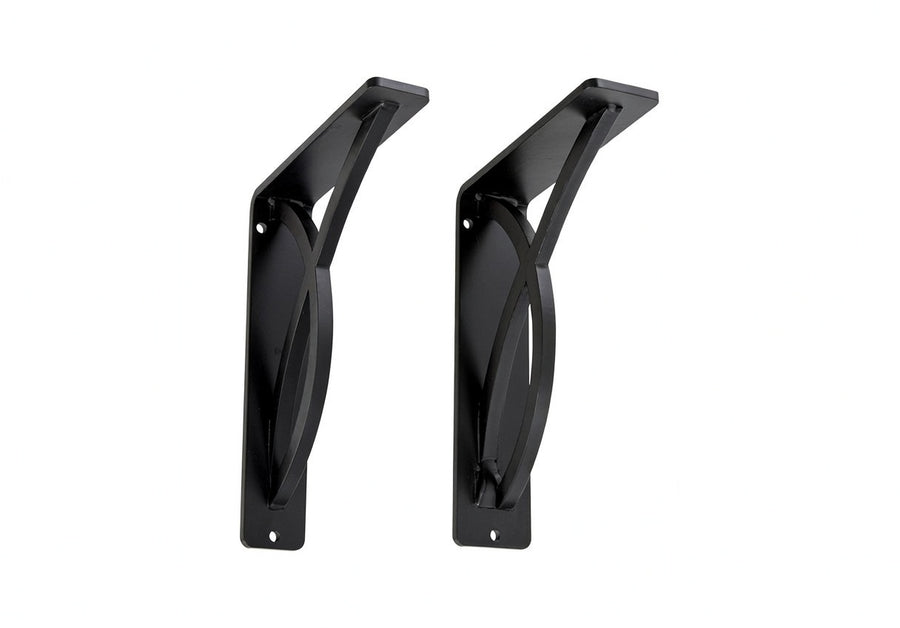 Decorative Wrought Iron Shelf & Countertop Support Bracket, Triple Center Brace, 2" W x 12" D x 15" H
