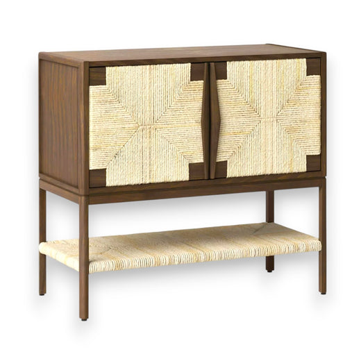 Withania 2-Door Cabinet by Threshold – Stylish Vintage Woven Accent, Durable Wood Composite, Anti-Tip Safety Feature