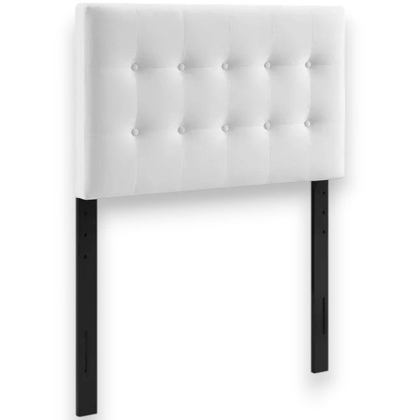 Modway Twin Emily Tufted Performance Velvet Headboard White: Elegant Dorm Furniture, Foam Padded, Wood Frame Mounted