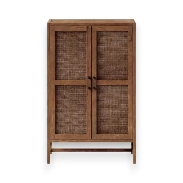 Warwick Library Cabinet Brown - Threshold: Rattan-Panel Doors, Hardwood, Storage, UPC 677446144737