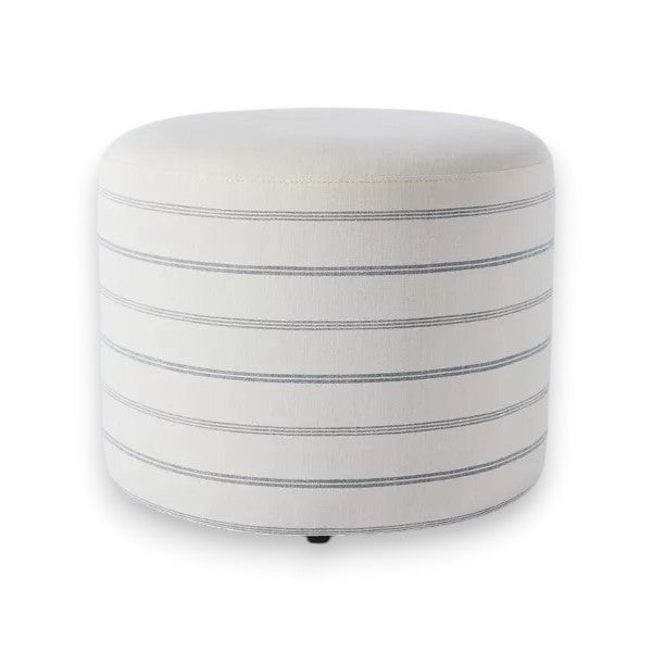 Upholstered Round Cube Ottoman – Soft Fabric Accent Seat
