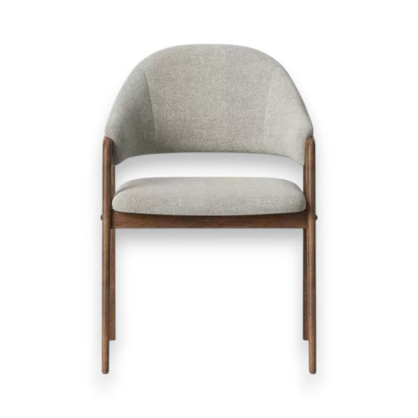 Ingleside Dark Gray Upholstered Dining Chair – Open Back, Modern Armrest, No Assembly