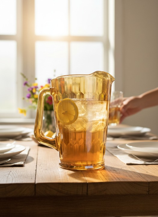 Generic Amber Carnival Glass Pitcher – Honeycomb Pattern (Vintage Style)