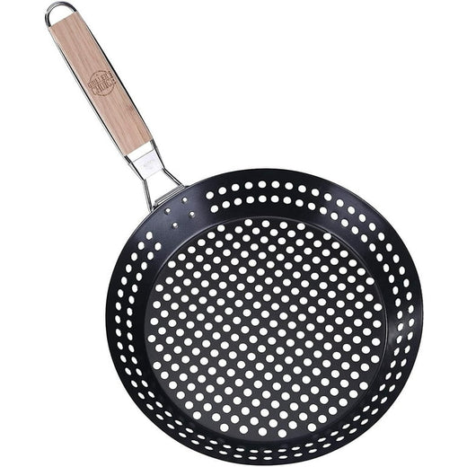 Generic Large Non-Stick Grill Basket Skillet with Handle for Outdoor Grilling