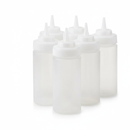 Generic 16 oz Wide Squeeze Dispenser Bottles – White, Pack of 6