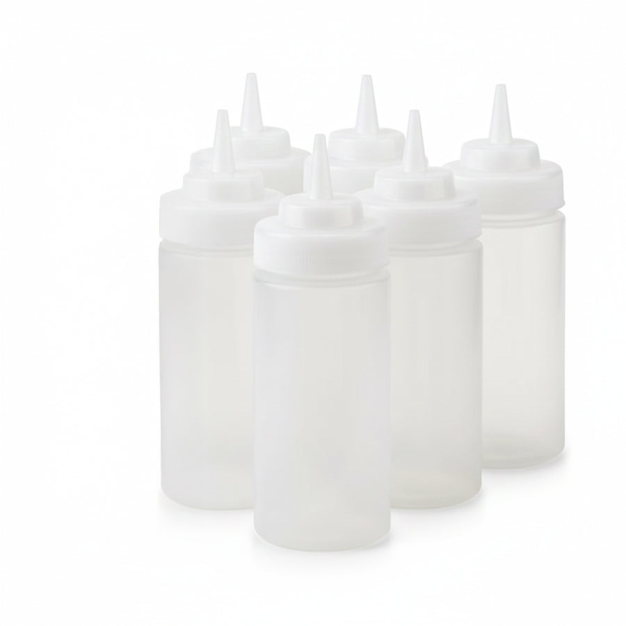 Generic 16 oz Wide Squeeze Dispenser Bottles – White, Pack of 6