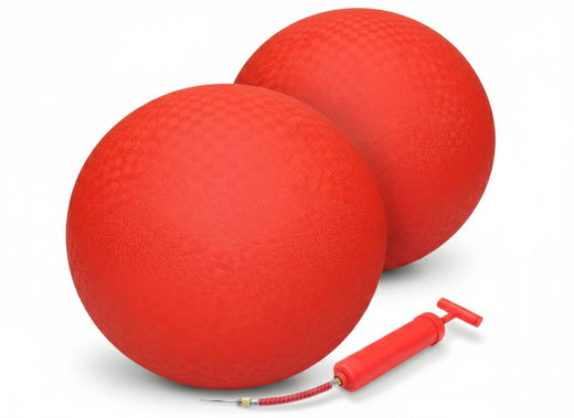 Official Kickball with Pump, 10-Inch Rubber Kickballs, 2-Pack for School & Playground Games