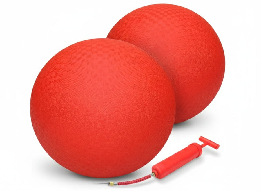 Official Kickball with Pump, 10-Inch Rubber Kickballs, 2-Pack for School & Playground Games