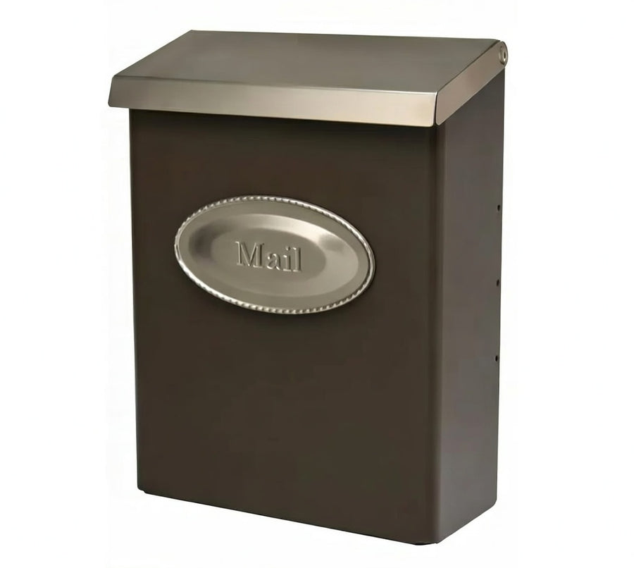 Locking Wall-Mount Mailbox, Medium Capacity, Galvanized Steel, Bronze & Satin Nickel Finish
