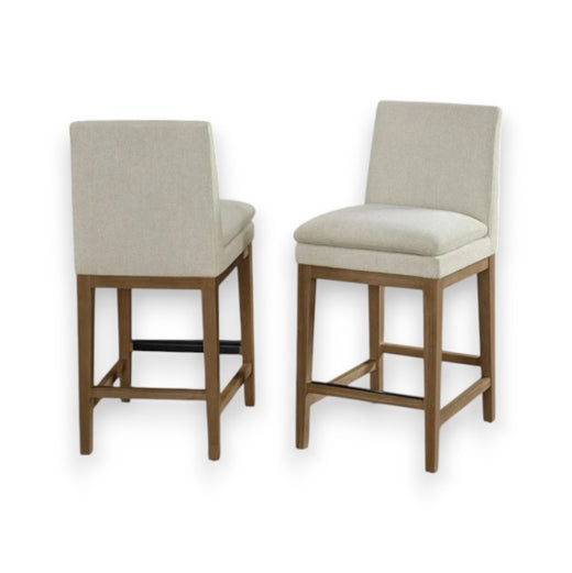 Rylee Fabric Center Stool – Cream Upholstered Stool with Feather Blend Cushion