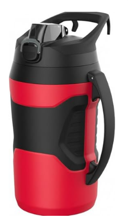 64oz Insulated Water Bottle, Half Gallon Sports Jug with Handle, Red, Leak-Resistant with Fence Hook