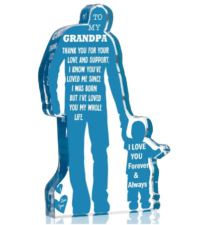 Acrylic Plaque Sign for Grandpa from Grandson, 5.1 x 3.2 inches, Sentimental Message Gift for Birthday, Christmas, Father's Day