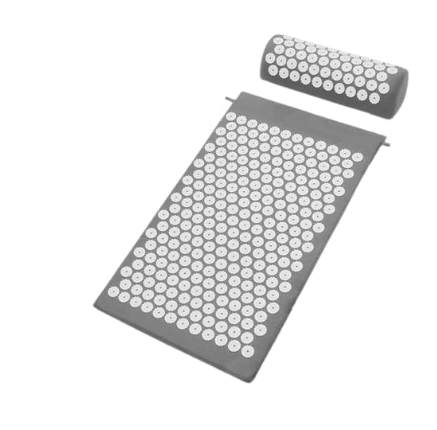 Acupressure Mat and Pillow Set, Back and Neck Pain Relief Massage Cushion, Gray