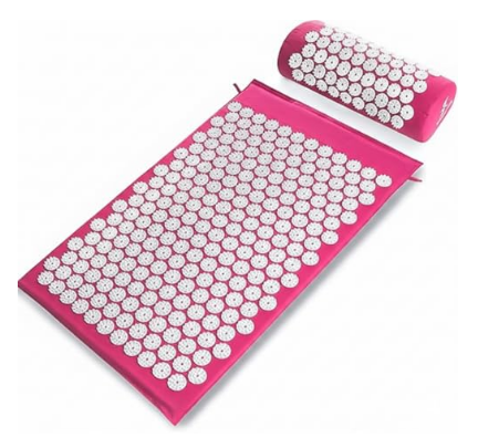 Acupressure Mat and Pillow Set,L Size, Back and Neck Pain Relief, Pink