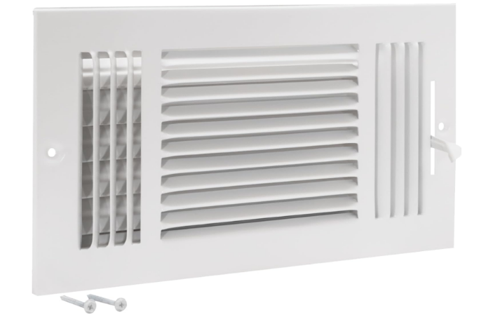Air Vent Cover 12 x 6 Inch – Three-Way HVAC Register for Wall or Ceiling, Steel Construction, White
