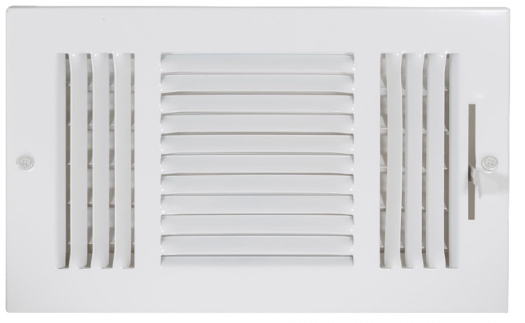 Air Vent Cover 10 x 6 Inch – Three-Way HVAC Register for Wall or Ceiling, Steel Construction, White