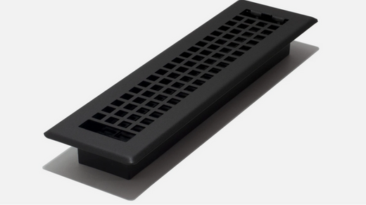 Grid Pattern Floor Register – 2" x 12" Black