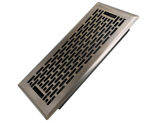 4 x 10 Inch Walkable Floor Register – Heavy-Duty Decorative HVAC Vent Cover with Adjustable Airflow Lever, Boston Style, Antique Brass Finish
