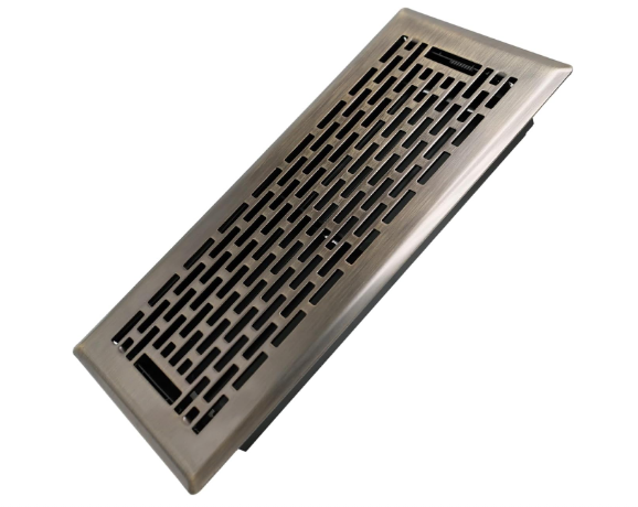 4 x 10 Inch Walkable Floor Register – Heavy-Duty Decorative HVAC Vent Cover with Adjustable Airflow Lever, Boston Style, Antique Brass Finish
