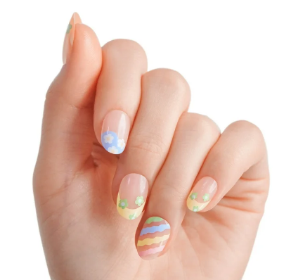 Press-On Nails, Cool Kid, Beige, Short Oval, 28 Count