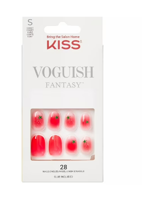 Press-On Nails, Easy Love, Red, Short Oval, 28 Count