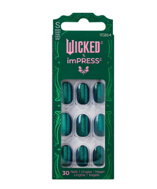Press-On Nails The Green Elixir – Green Short Oval Fake Nails, Fresh Elegant Look, Easy Apply, 30 Count