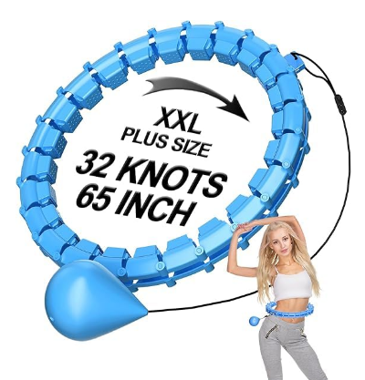 Smart Weighted Hula Hoop, 65-Inch Adjustable Fitness Hoop, 32 Knots, 2-in-1 Detachable Design, Silent Exercise Equipment