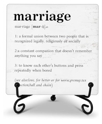 Marriage Wood Plaque Gifts, Newly Wed Gifts for Couple, Positive 5x5 Inch Decor Plaque, Parties Decorative Ornaments