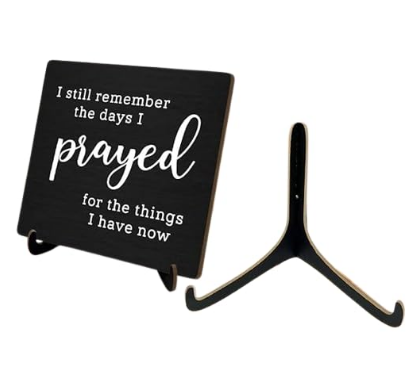 Inspirational Wooden Sign, 5x5 Inches, Religious Prayer Quote Plaque, Christian Home & Office Desk Decor