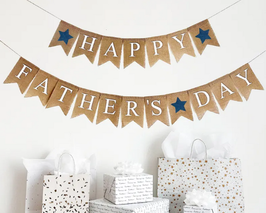 Happy Father’s Day Burlap Banner, Rustic Vintage Style Hanging Decoration