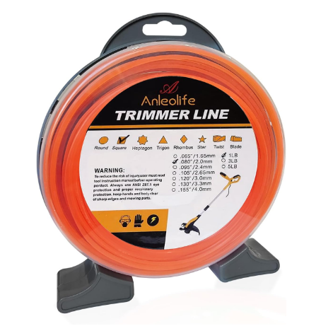 1-Pound Commercial Square String Trimmer Line Donut – .080-Inch x 557-Ft, Built-In Line Cutter, Orange