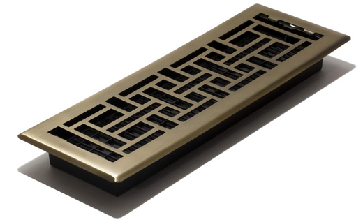 Oriental Floor Register Vent Cover, 4×14 Inch Metal Air Vent Grille with Antique Brass Finish