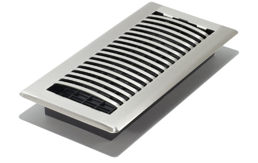 Louvered Floor Register Vent Cover, 4×12 Inch Metal Air Vent with Brushed Nickel Finish